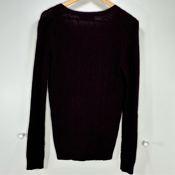 Ann Taylor LOFT Petites Rabbit Hair Wool Sweater Purple Sz S Cable Knit V-neck - Picture 3 of 6